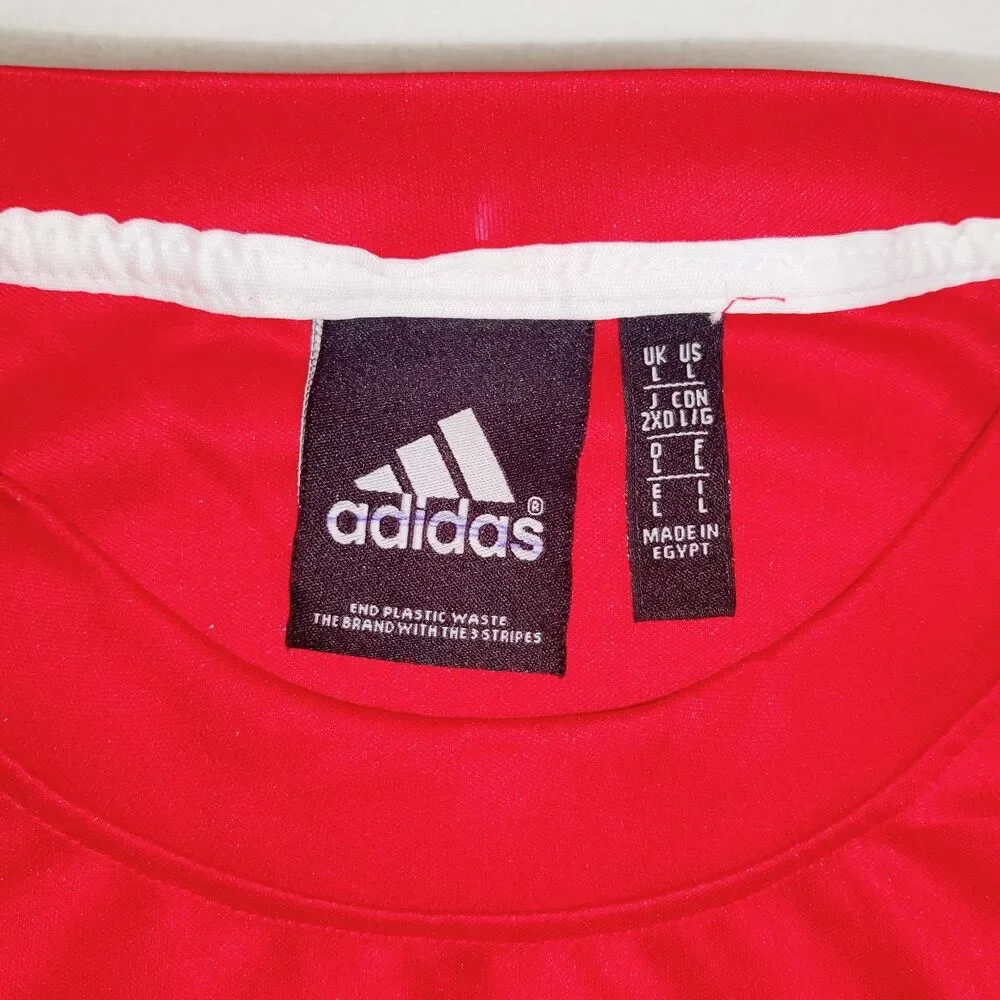 Adidas Soccer Men's L, T-Shirt Trefoil Logo Red, Black and Blue LOGO NEW